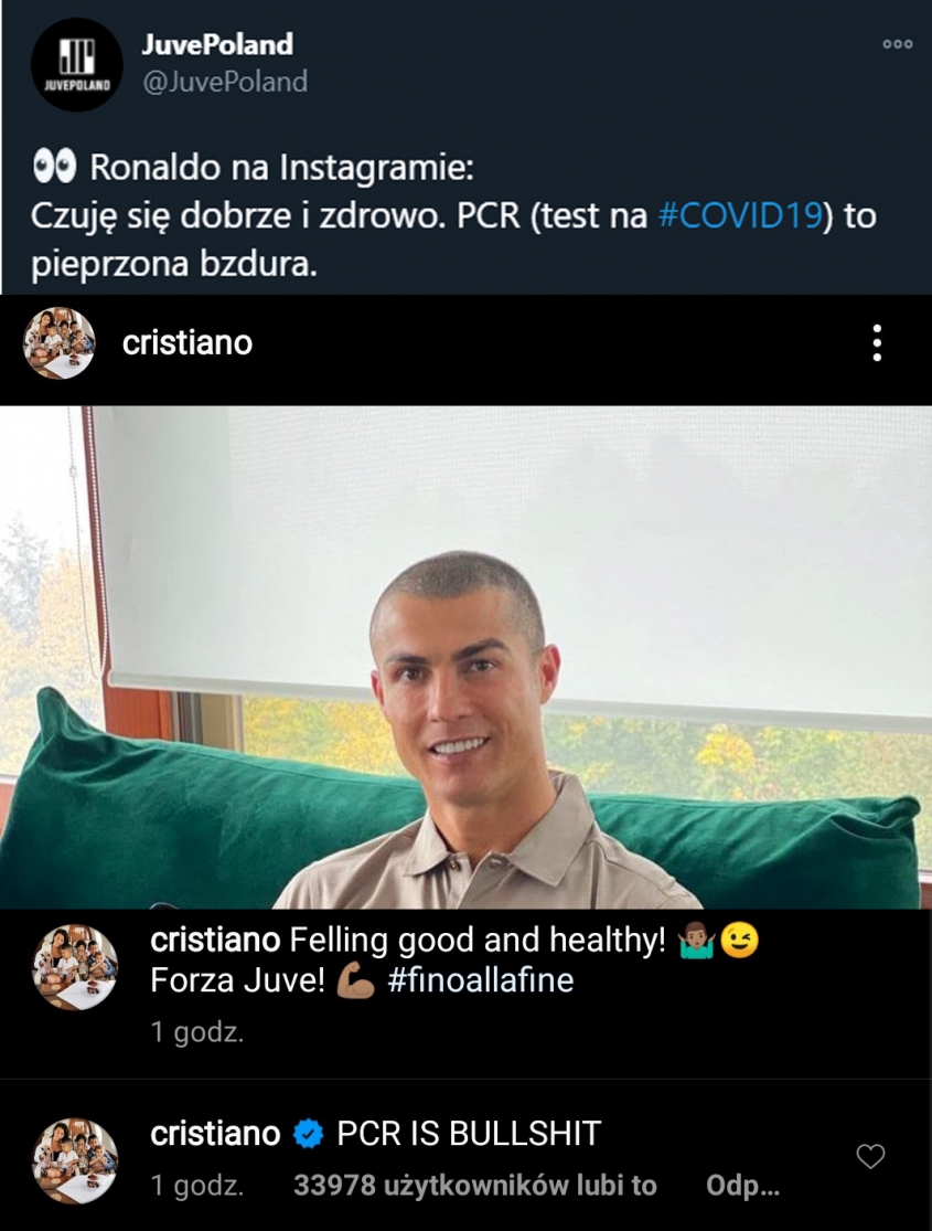 ZASKAKUJĄCY wpis Ronaldo na instagramie
